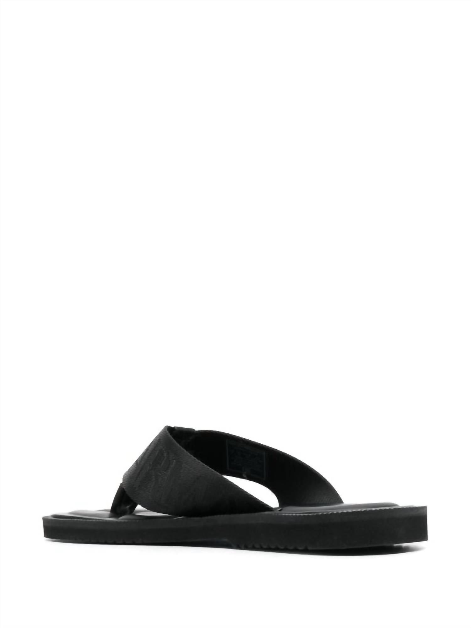 EMPORIO ARMANI Men's Logo Tape Thong Slip-on Flat Sandals in black - men's sandal - alternate view