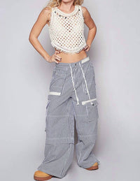 Pol - Striped Wide Leg Cargo Pocket Pants