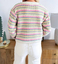 PINCH Stripe Knit Sweater in ivory multi - women's sweater - detail view