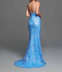 Sparkle Bridal Couture - Patterned Sequin Fit & Flare Prom Dress