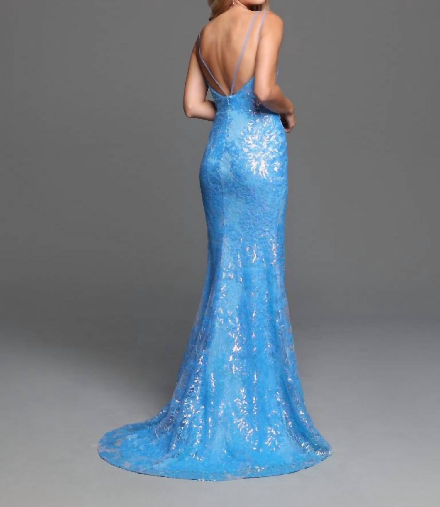 Sparkle Bridal Couture - Patterned Sequin Fit & Flare Prom Dress
