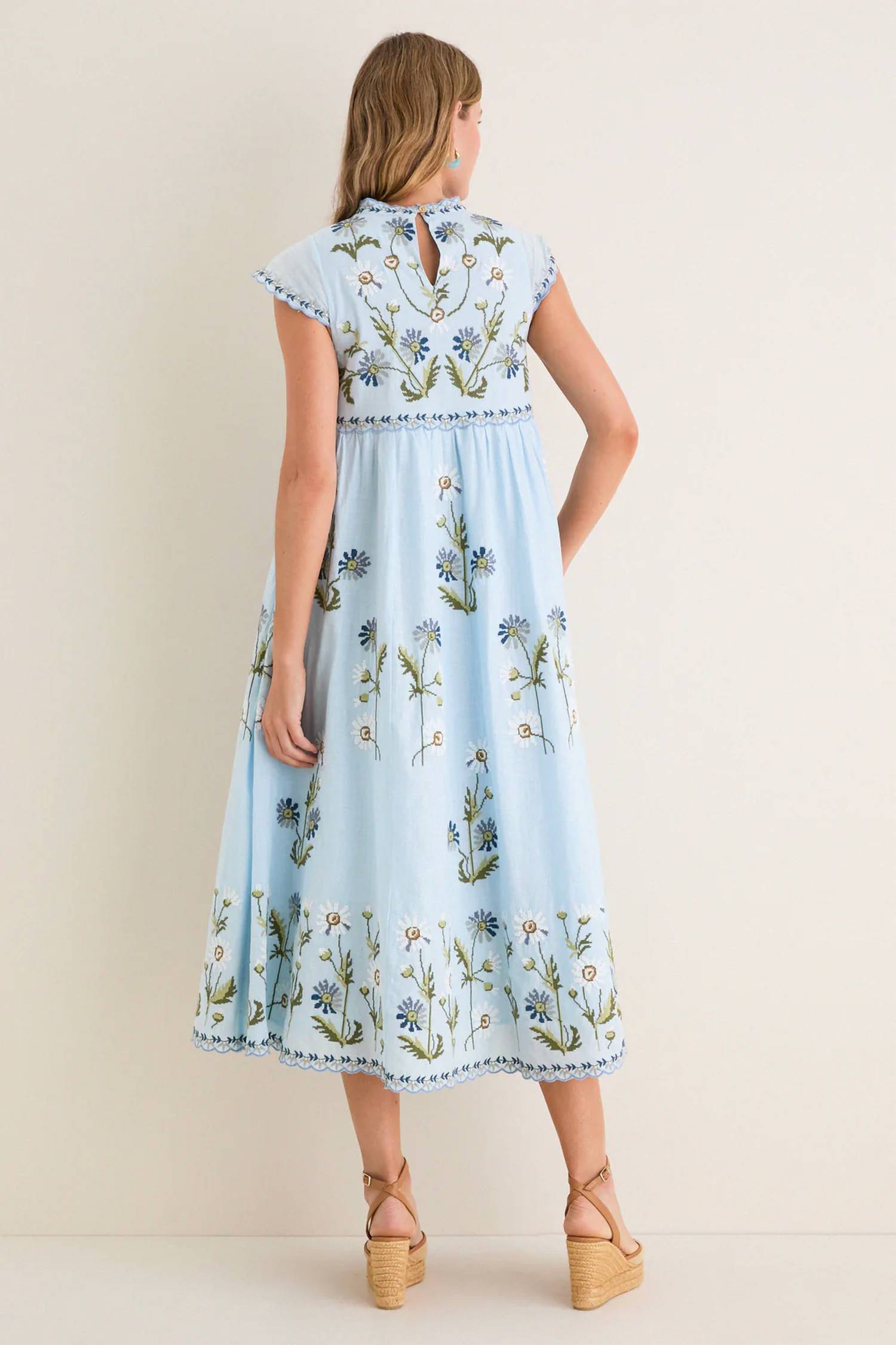 Sea - Audra Embroidery Midi Dress