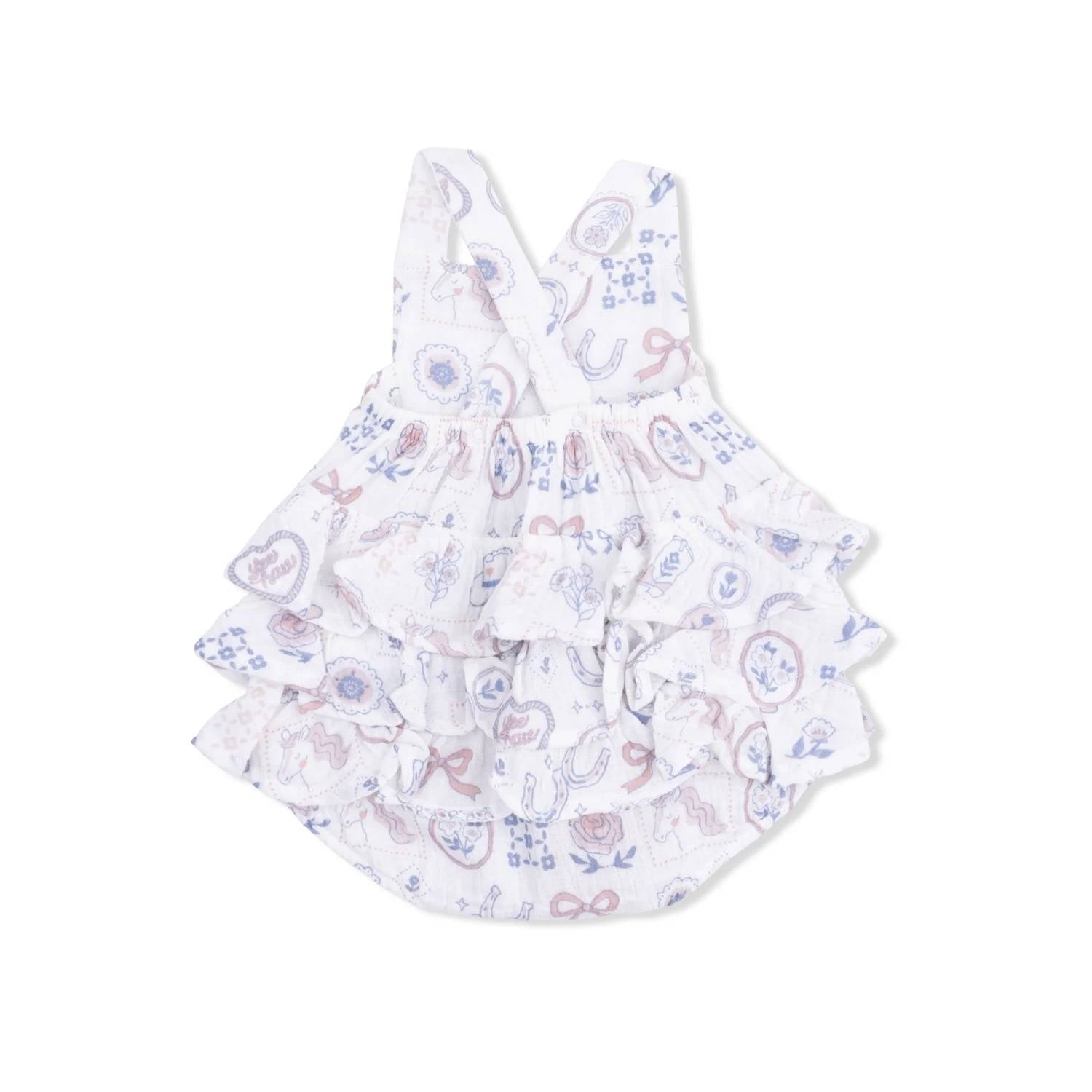 Angel Dear - Girls Country Western Heirlooms Muslin Ruffle Sunsuit