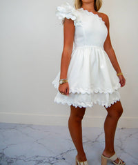 Main Strip - One Shoulder Scallop Edge Mini Dress