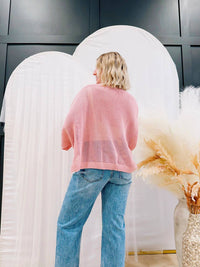 Sweetkama - Hollow Knit Bat Sleeve Top