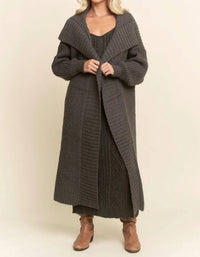 Davi & Dani - Sweater Knit Cable Longline Dress & Cardigan Set
