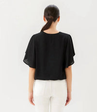 Karen Kane - Flutter Sleeve V-neck Top - Petite