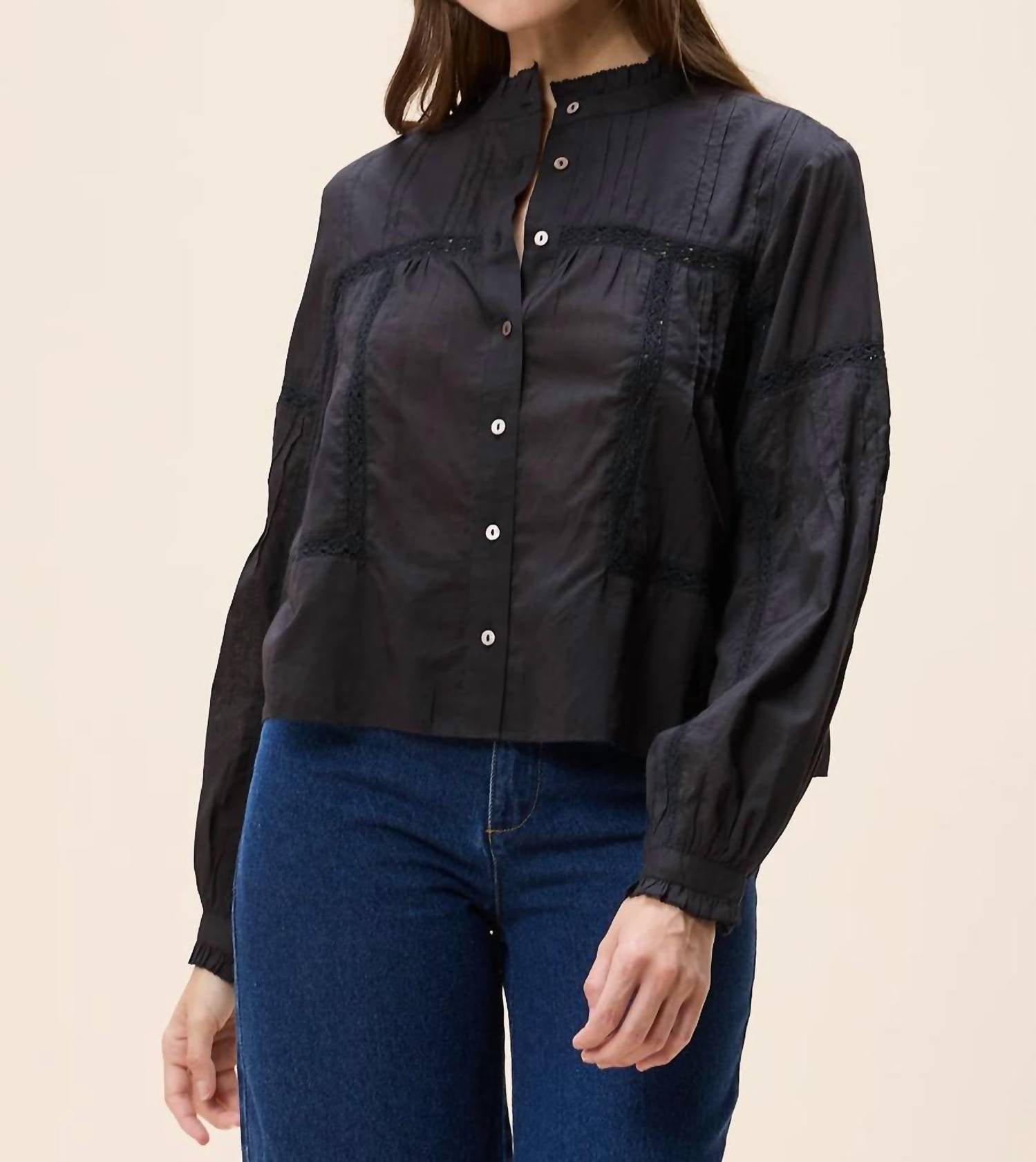 Cleobella Morea Top in black 1 - women's long sleeve top