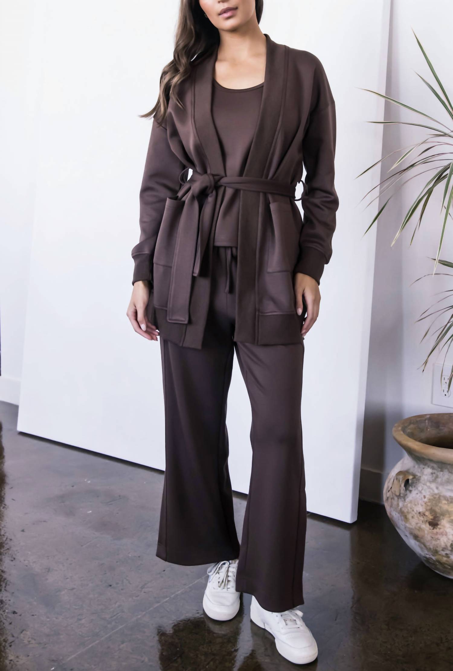 P.CILL Ribbed Contrast Robe in cocoa - women's intimate - view 5