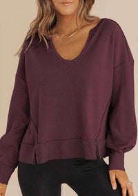 T & C  Apparel - Waffle Knit Long Sleeve Sweatshirt