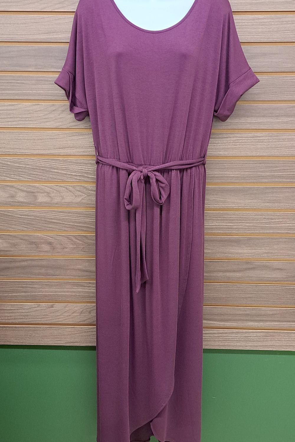 Zenana - Women's Belted Short Sleeve Tulip Dress