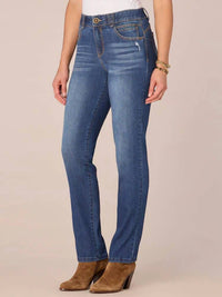 Democracy - Ab Solution Mid Rise Straight Leg Jeans With Angled Dart Seams
