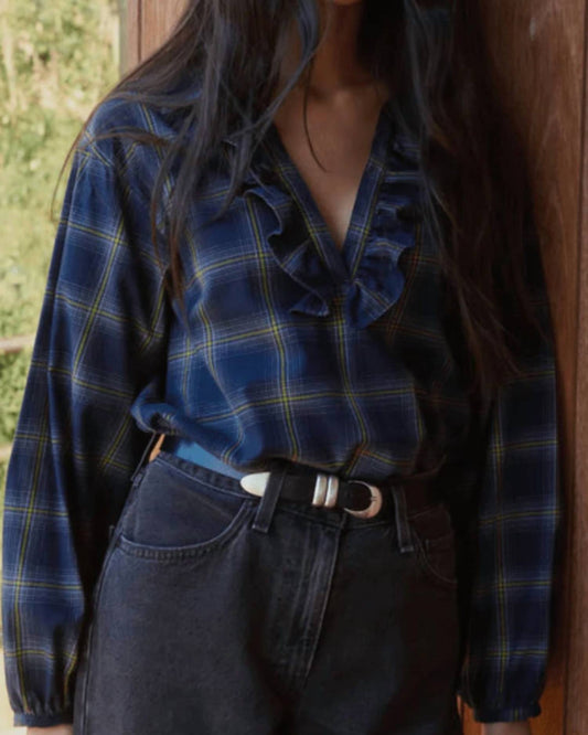 Nation Ltd - Beckett V- Neck Plaid Blouse