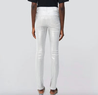 SIMKHAI Rae High Rise Coated Jeans in silver foil - women's jeans - alternate view