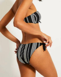 LEMLEM Side Tie Bottom in black and white - women's swimwear - alternate view