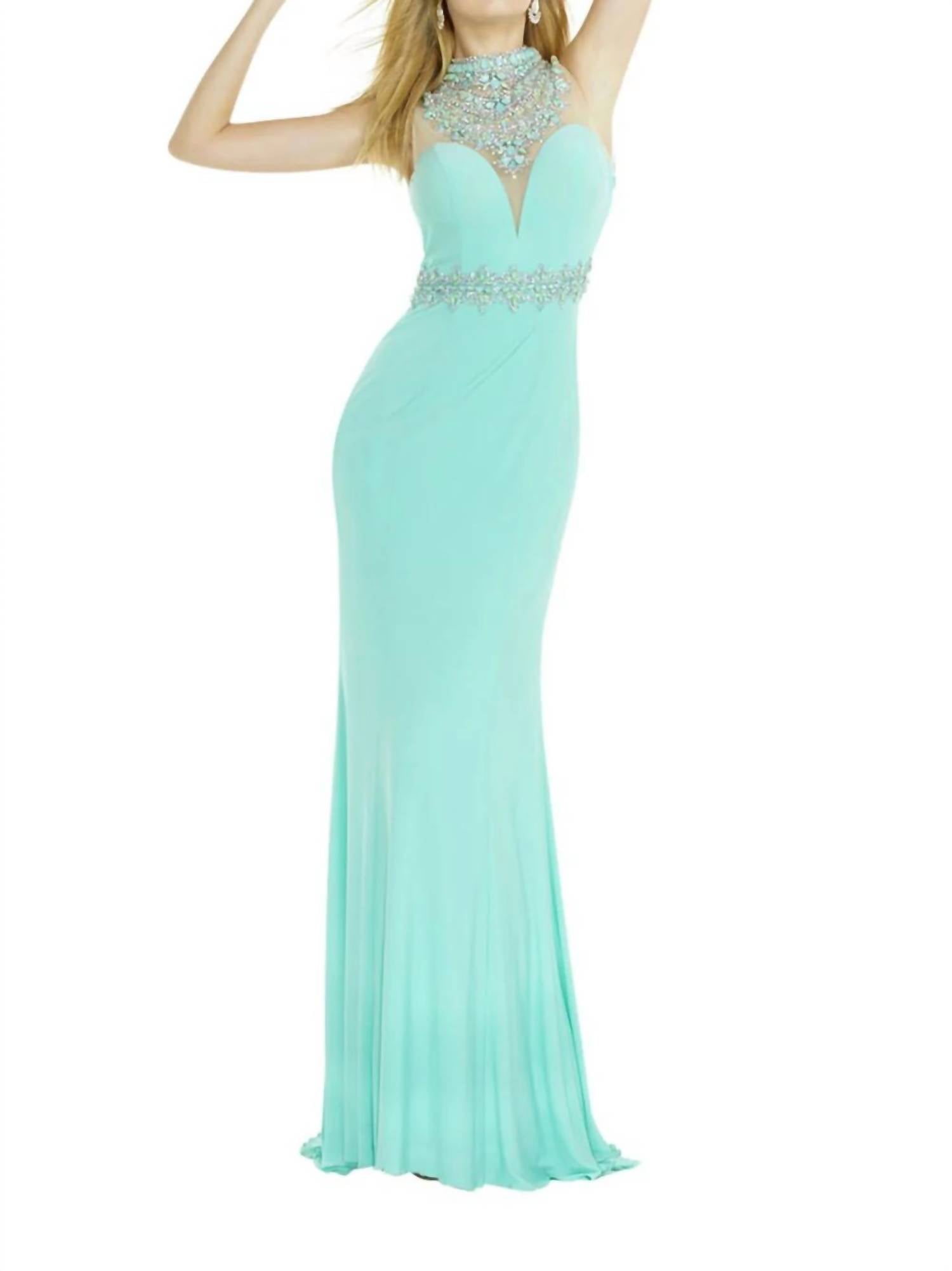 ALYCE PARIS Embellished Halter Neckline Gown in seabreeze - women's dress