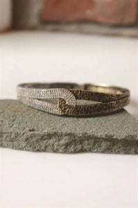 Tat2 Designs - Rockove Crystal Hammered Loop Bangle Bracelets