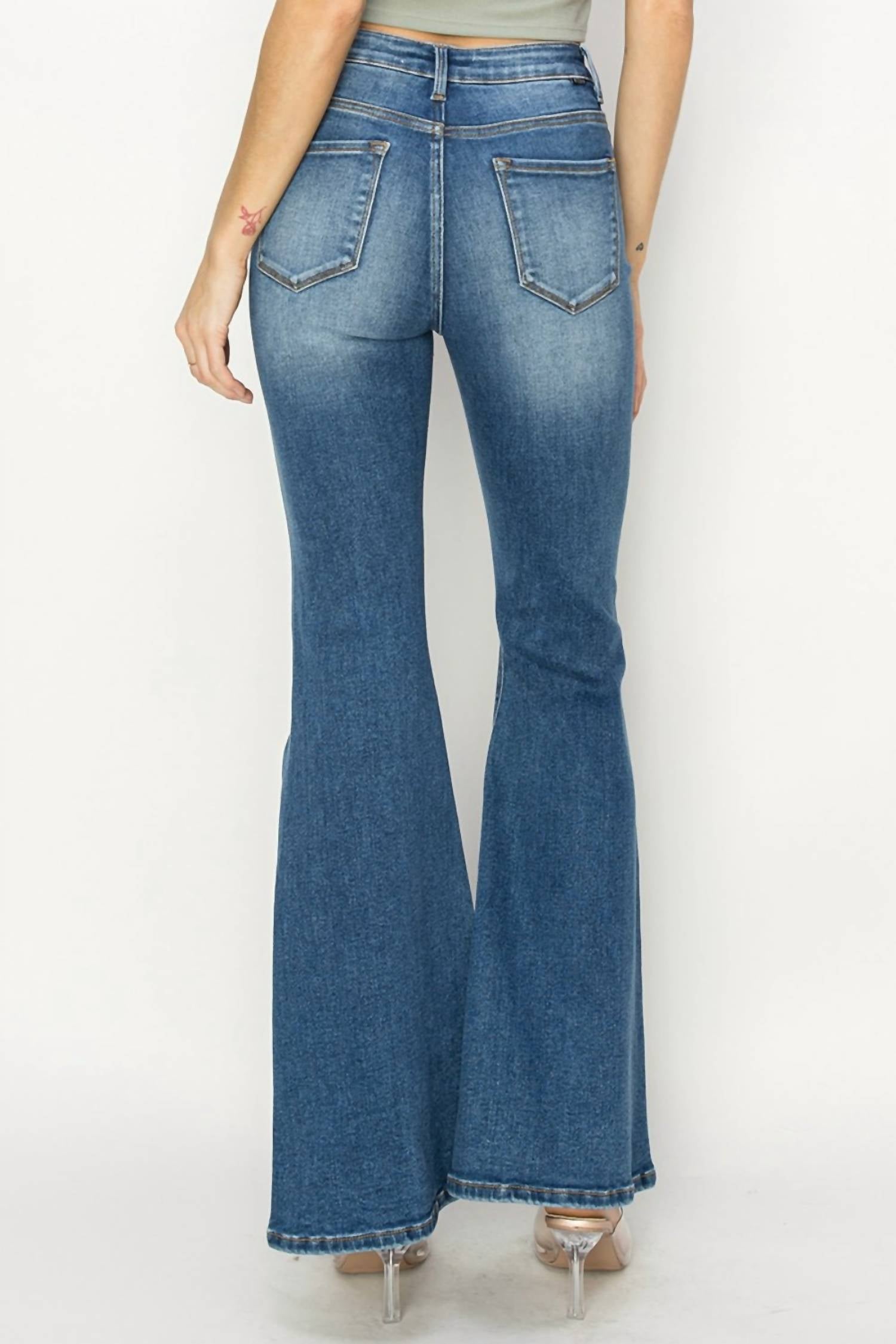 Risen - High Rise Front Seam Flare Jeans