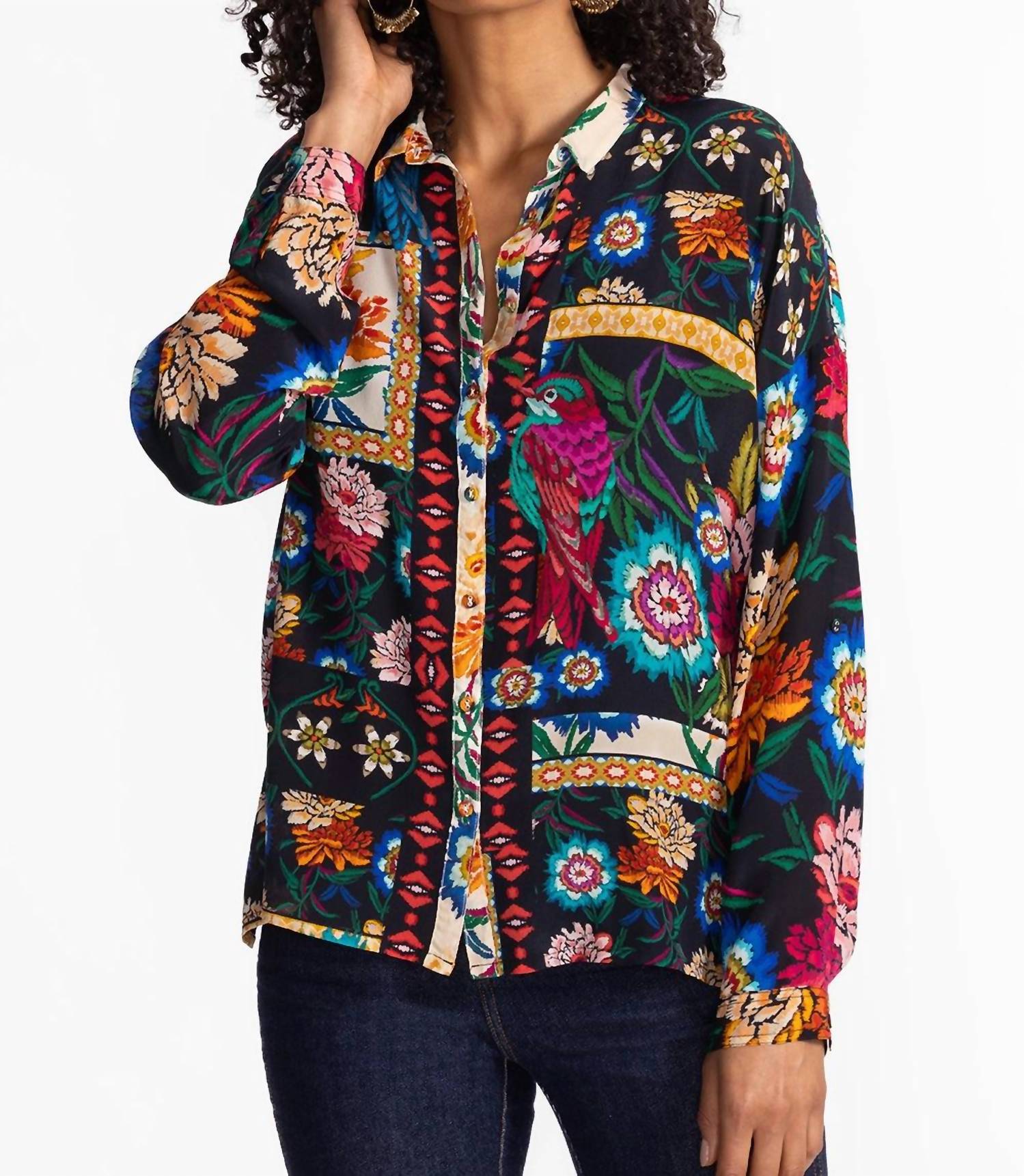 Johnny Was Women's Oversized Audrey Shirt Eirene Blouse in multi - women's blouse