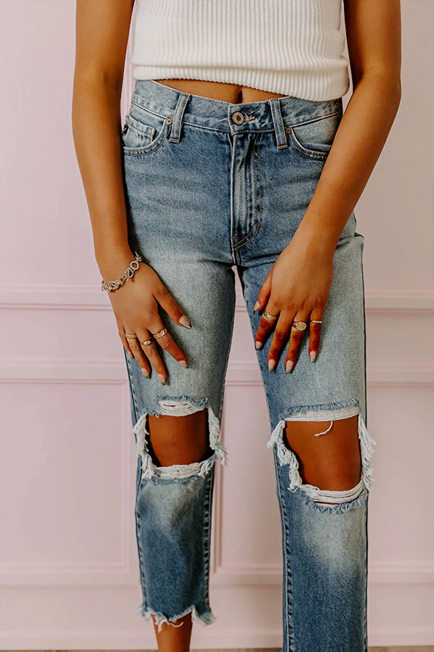 Kancan - Avianna High Waist Distressed Jeans