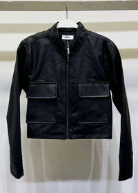 Venti6 - Women's Vegan Leather Zip Up Jacket With Front Pockets