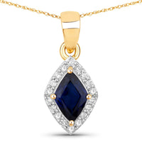 Diana M Jewels Women's Kite Natural Sapphire Pendant Necklace (0.92 Ct) - Delicate in 14k yellow gold - women's jewelry