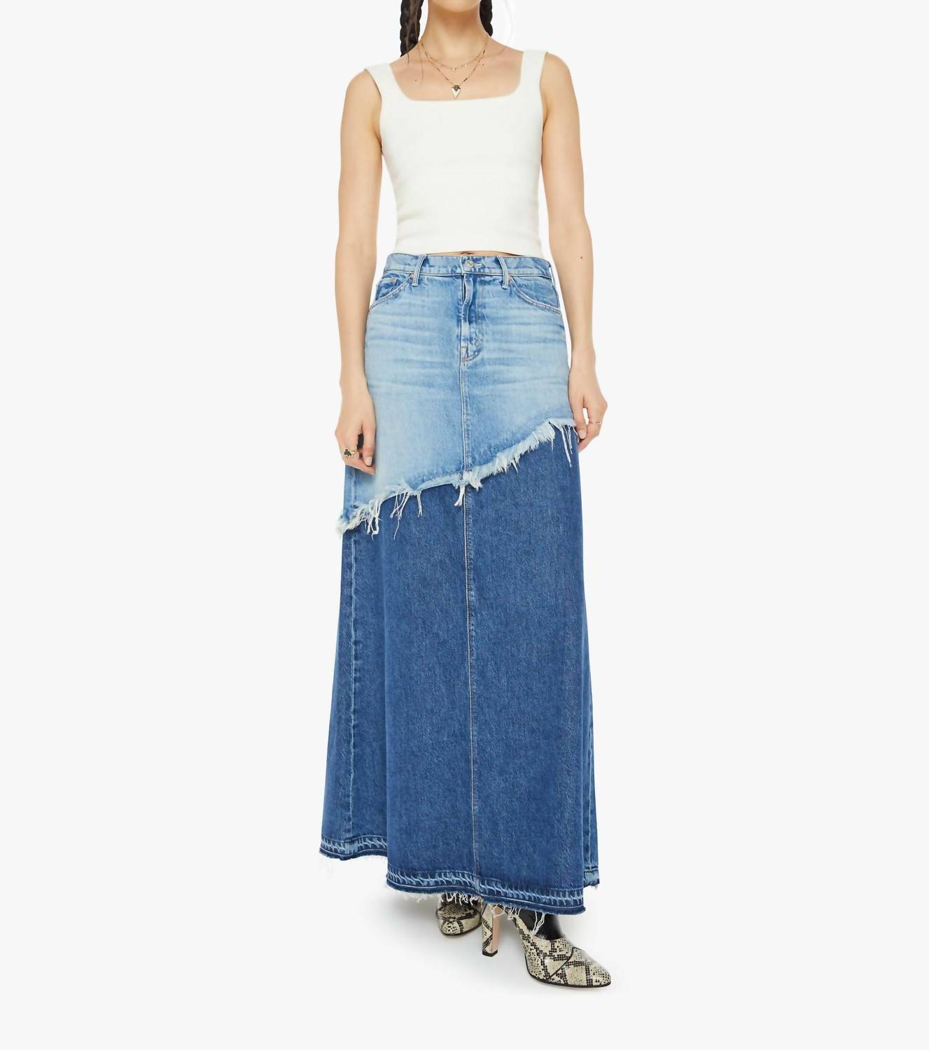 Mother Dual Ditcher Maxi Skirt in double whammy - women's skirt - alternate view