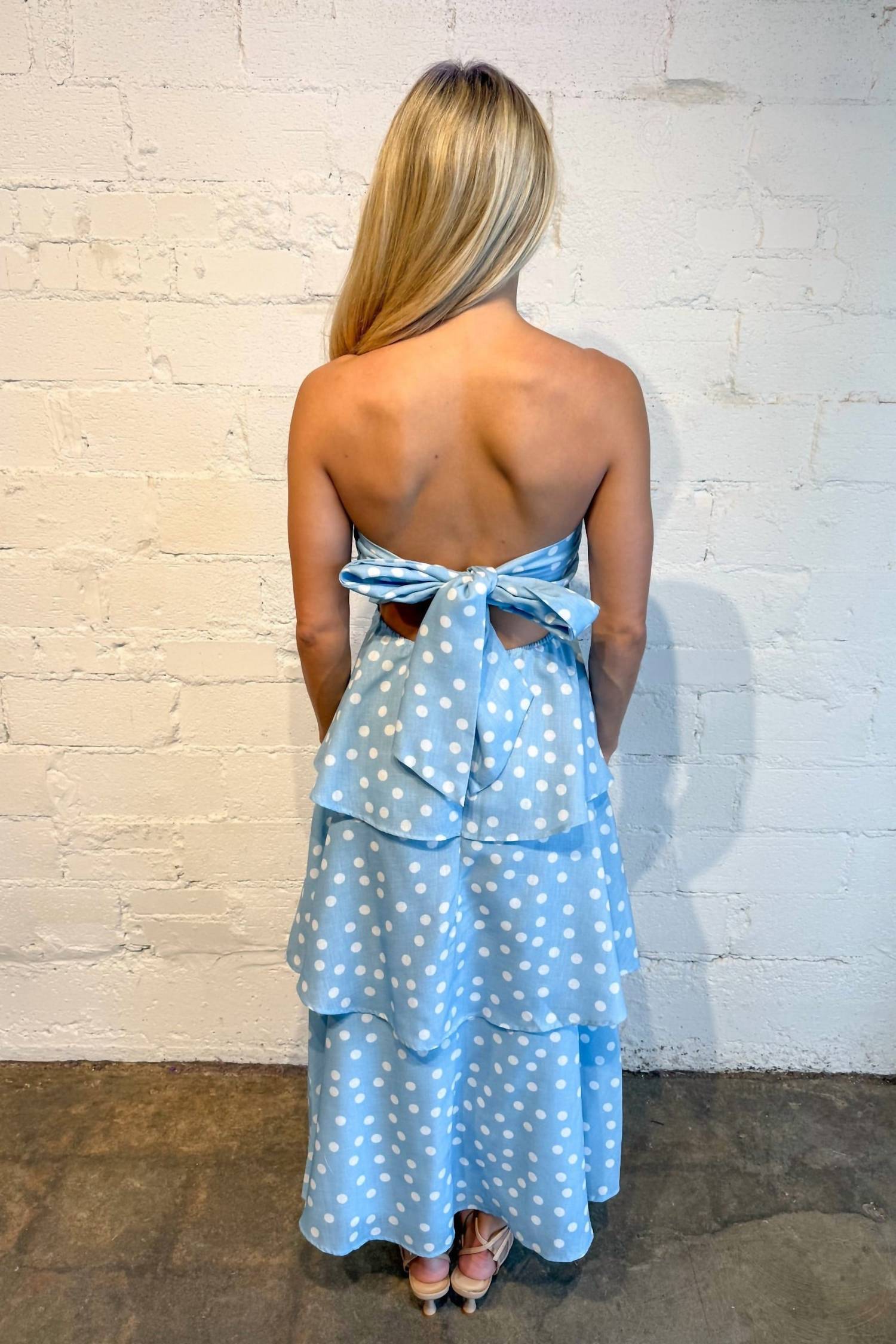 One & Only Cindy Strapless Maxi Dress in blue 1 - women's dress - alternate view