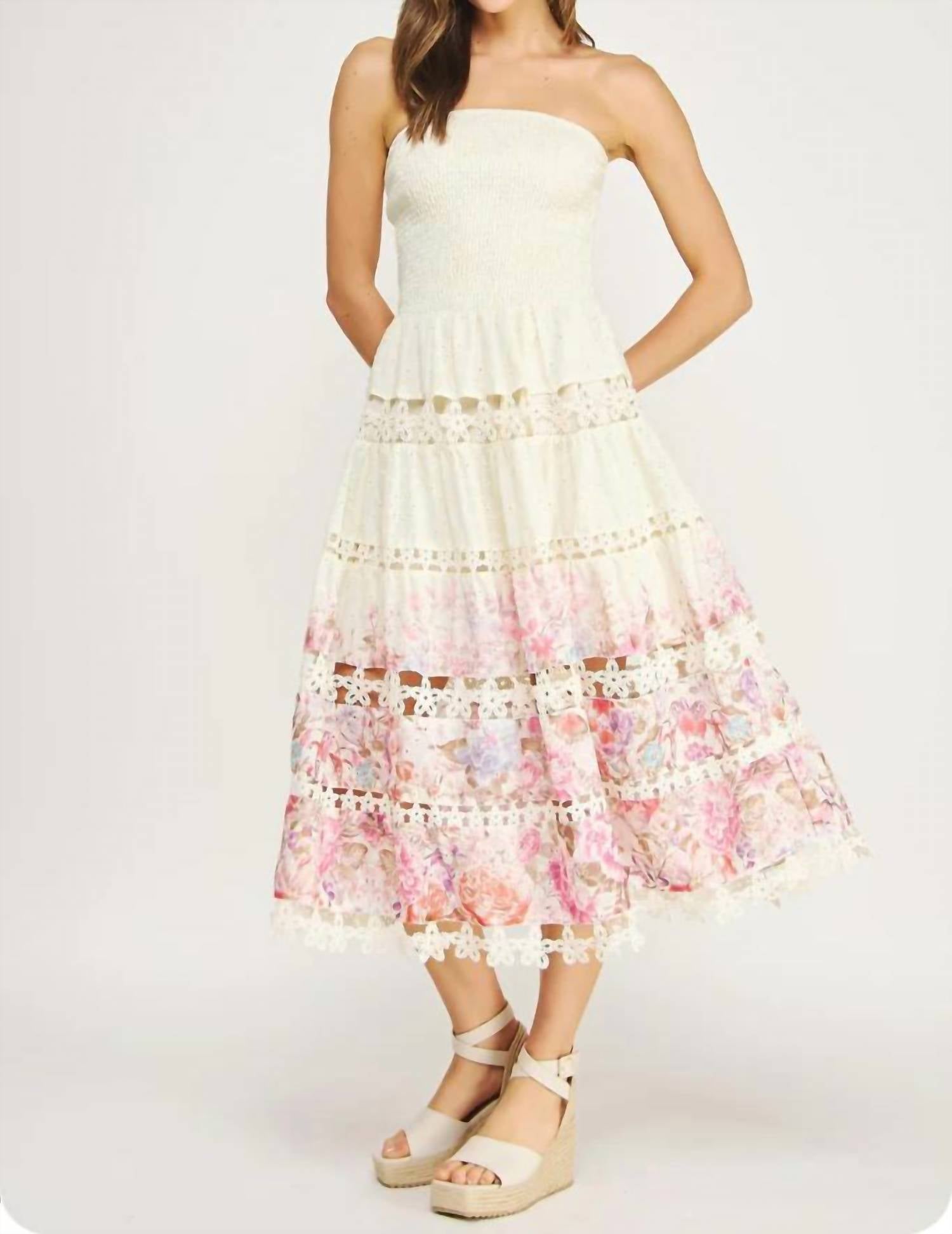 Strut & Bolt - Blossom Resort Eyelet Tube Midi Dress