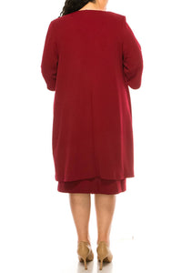 Maya Brooke - 3/4 Sleeve 2 Piece Jacket Dress - Plus