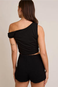 LE LIS Snap Button Top in black - women's shirt - alternate view
