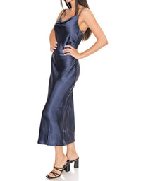 LINDA SATIN COWL NECK SLIP MAXI DRESS