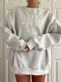 Sunkissed Coconut - God Is Good Quilted Pastel Embroidered Sweatshirt