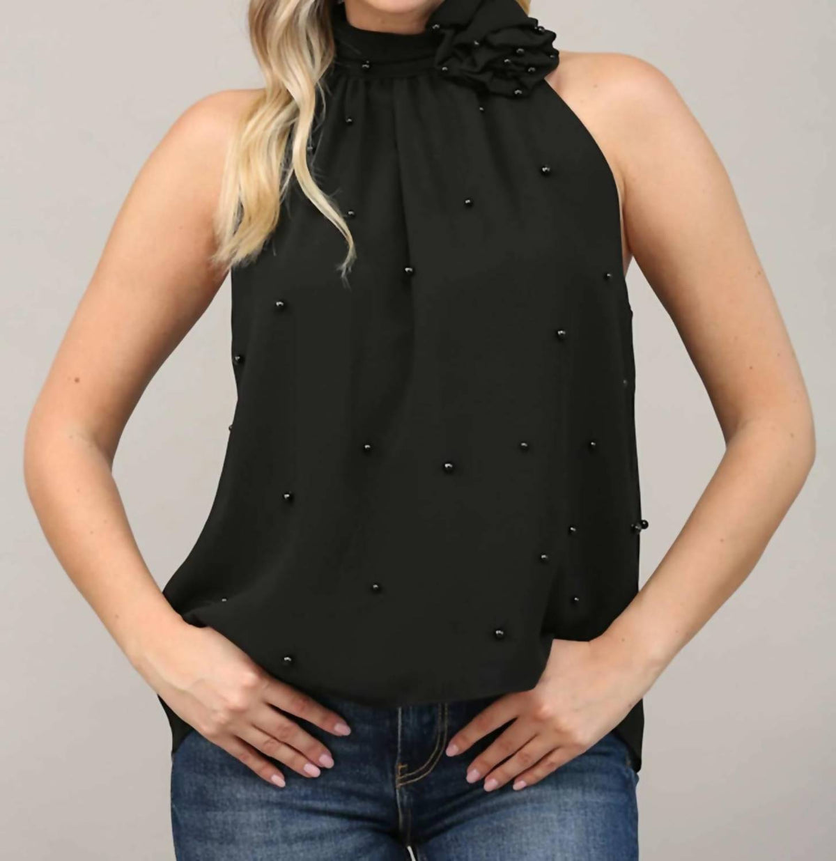 Fate - Pearl Embellished Halter Top