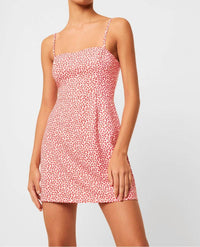 FRENCH CONNECTION Elao Printed Whisper Sweetheart Dress in red - women's dress