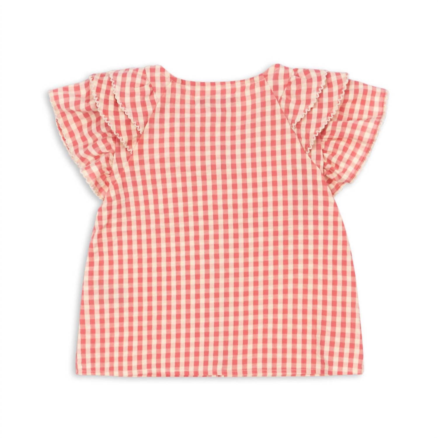 Konges Sløjd Kim Frill Check Shirt in flamingo pink - kids' blouse - view 6