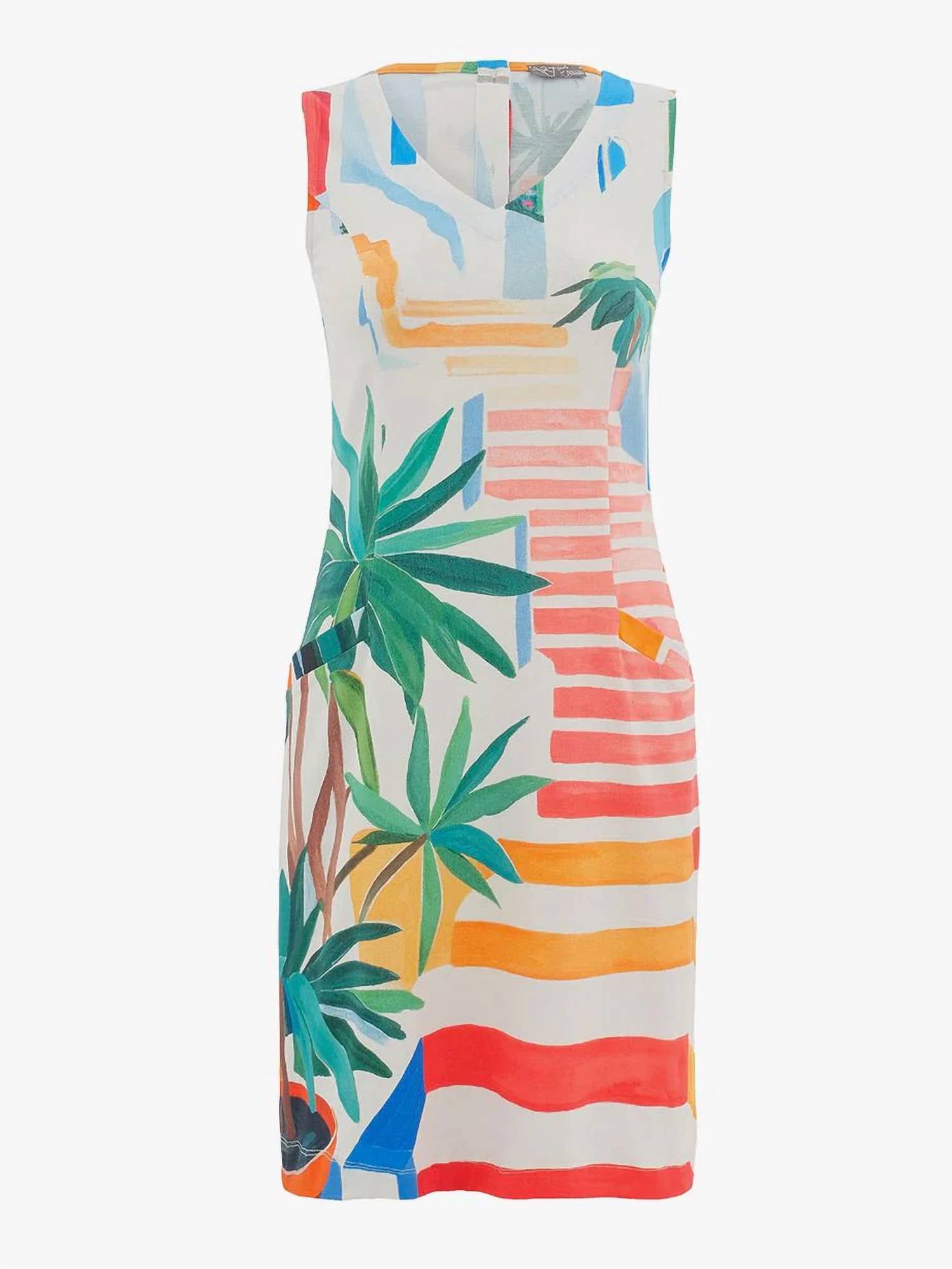Dolcezza - Pots On The Stairs Sleeveless Midi Dress