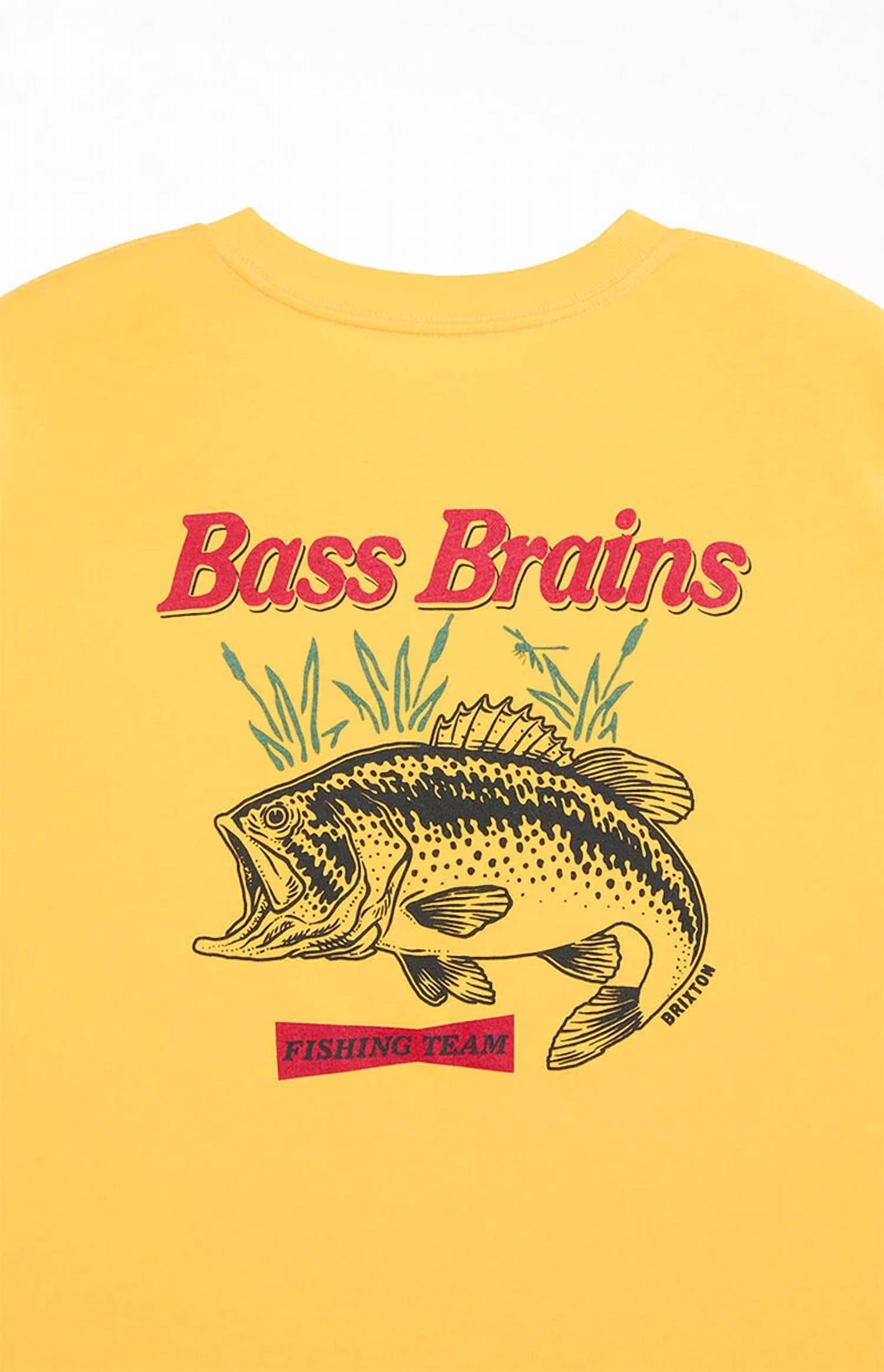 Brixton Men's Fishing Team T Shirt in yellow - men's t-shirt - alternate view