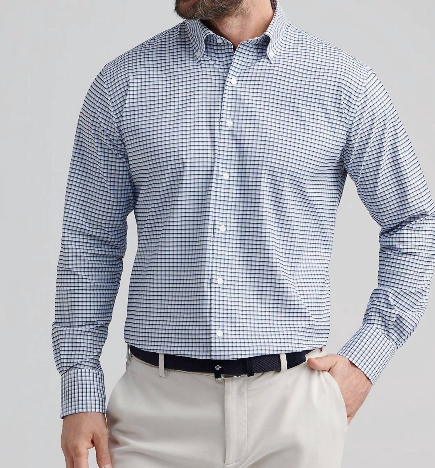 PETER MILLAR Cashiers Performance Twill Sport Shirt in deep verdant - men's shirt