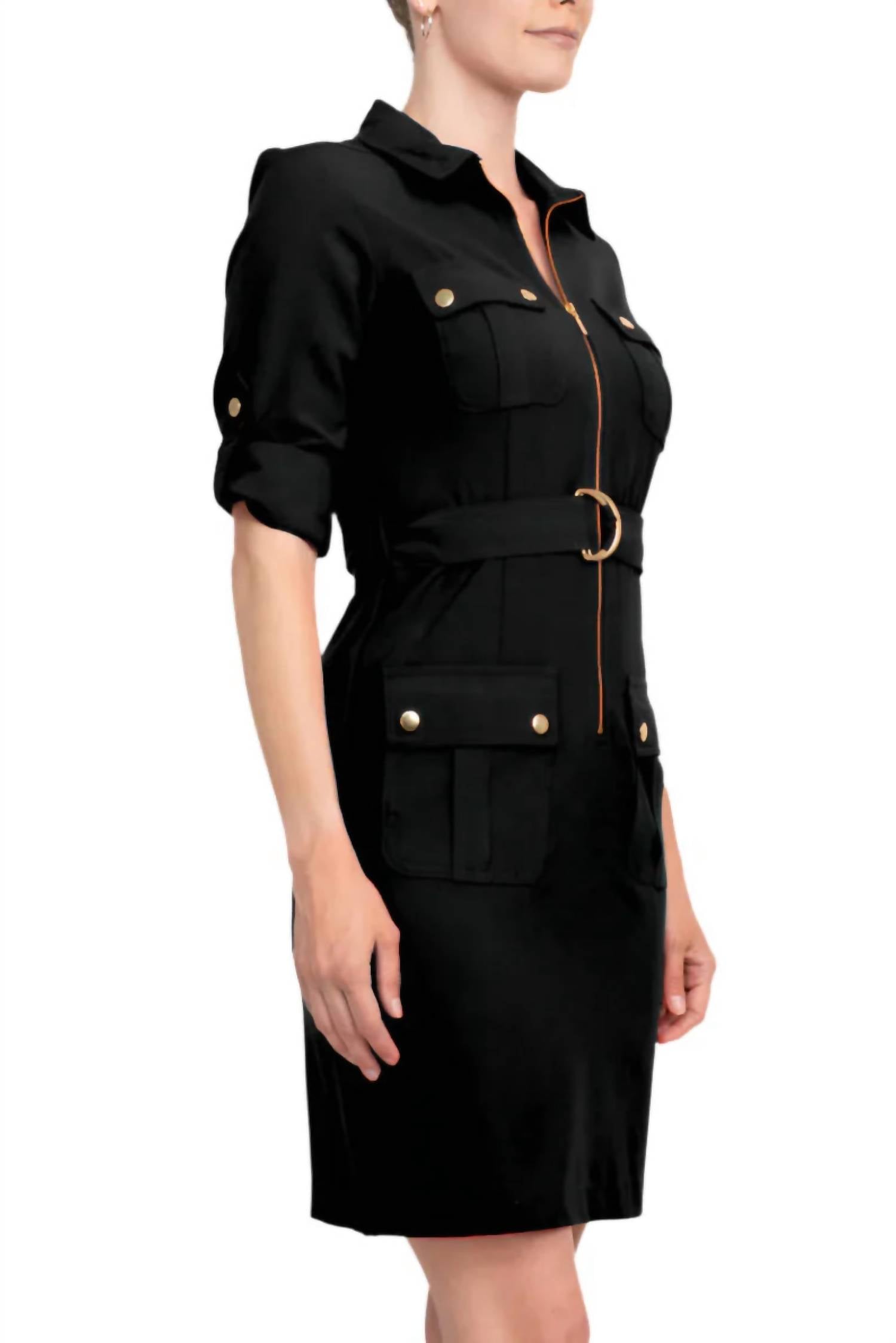 Sharagano - Collared Belted Dress
