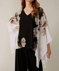 Joseph Ribkoff Cape Sleeve Top in black white and floral - women's blouse - view 4
