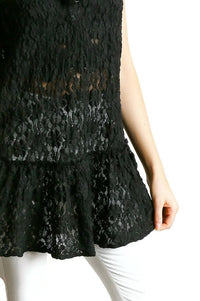 Umgee - Lace Up Sleeveless Lace Tunic