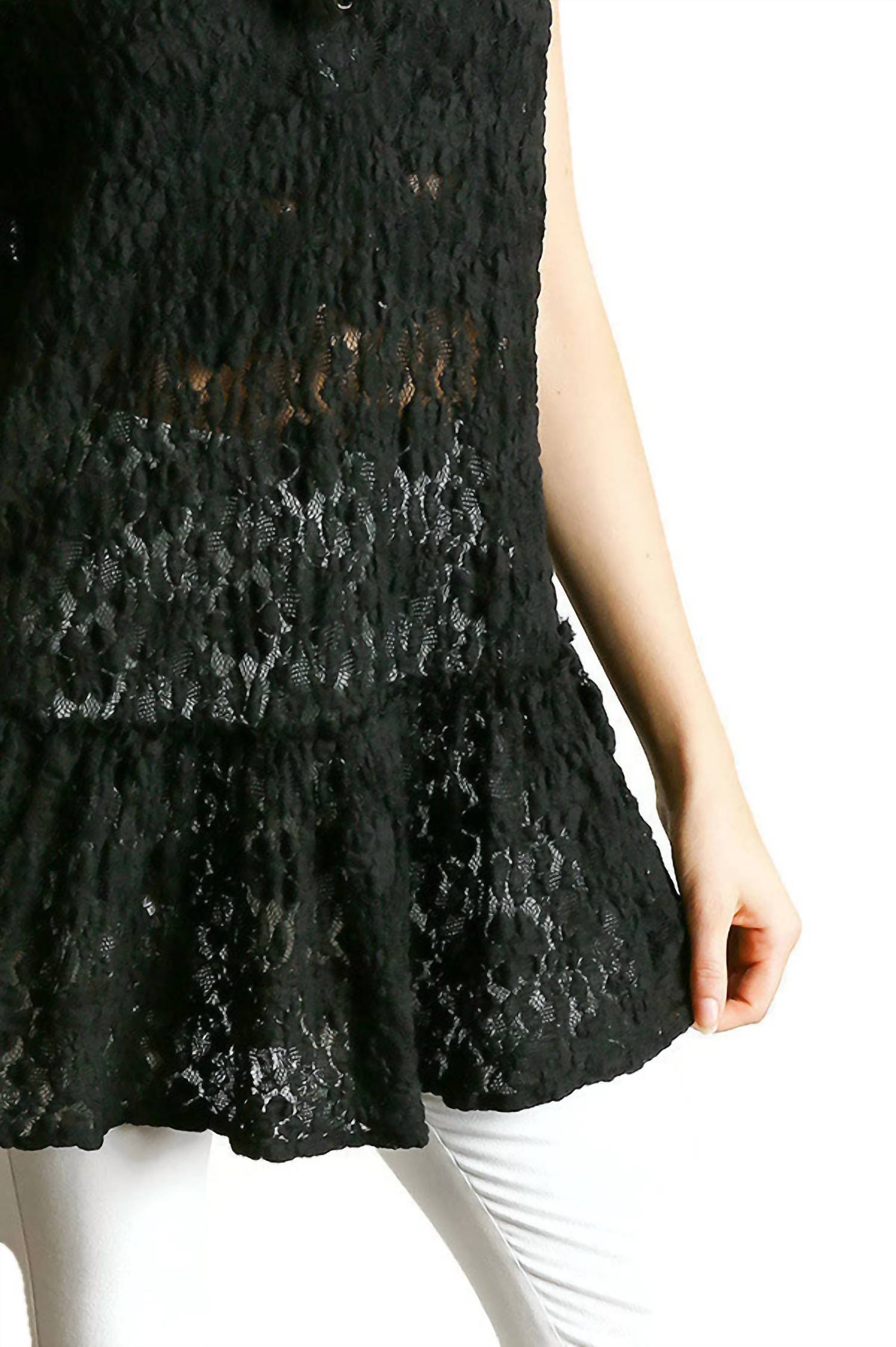 Umgee - Lace Up Sleeveless Lace Tunic