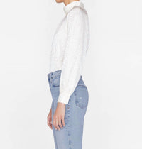 FOLDOVER MOCK NECK BLOUSE