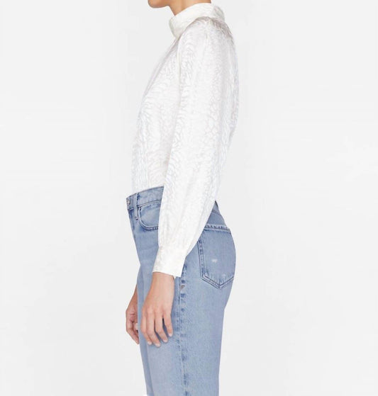 FOLDOVER MOCK NECK BLOUSE