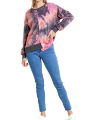 Umgee - Contrast Trim Tie Dye Top