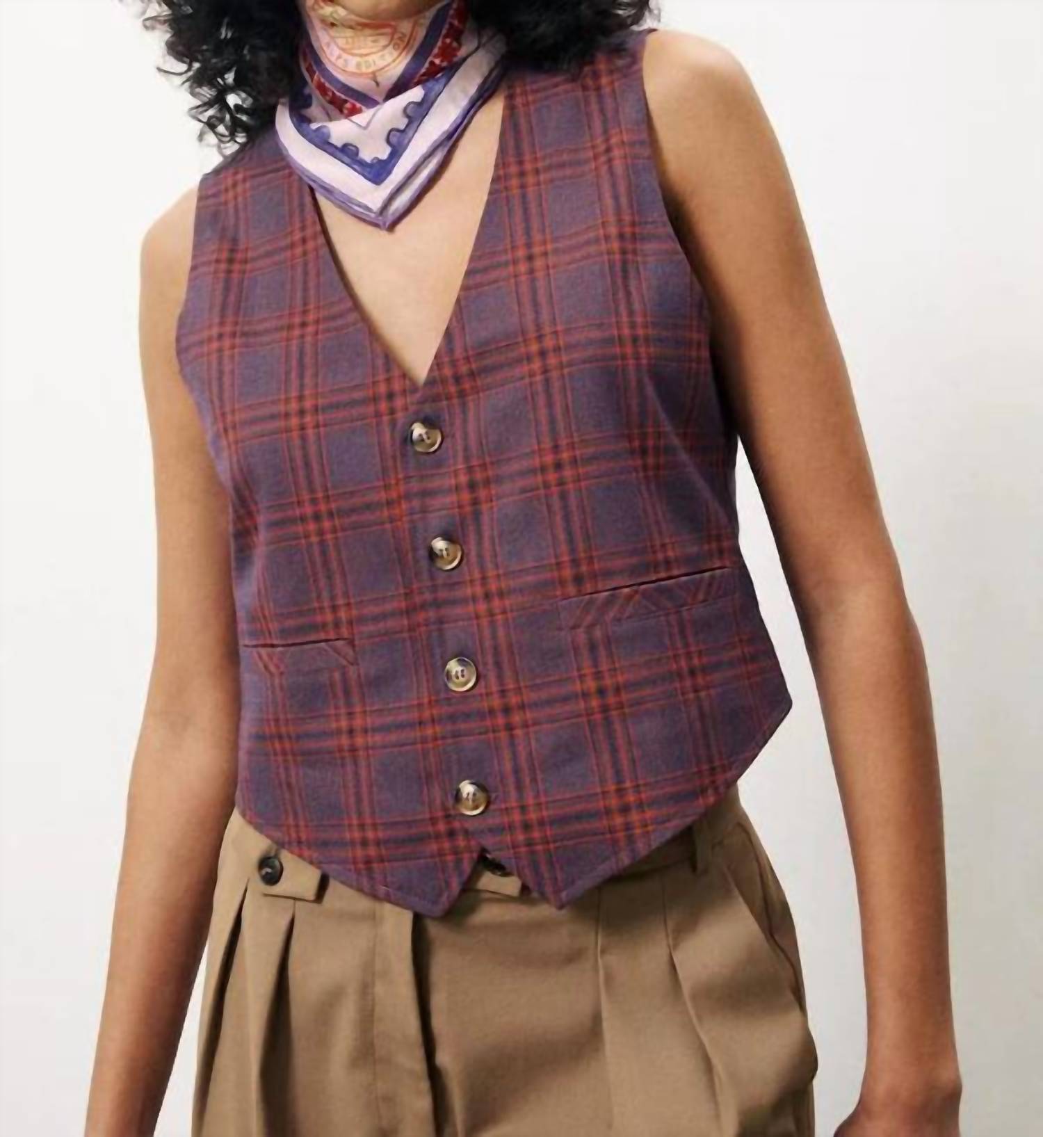 Frnch - PRINT ALIX BUTTON-FRONT VEST