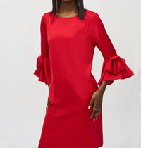 Joseph Ribkoff - Satin Ruffle Sleeve Straight Dress