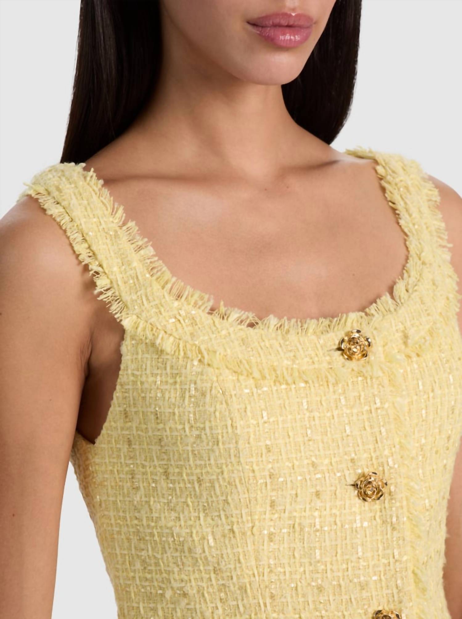 alice + olivia Shila Corset Top in yellow - women's shirt - alternate view