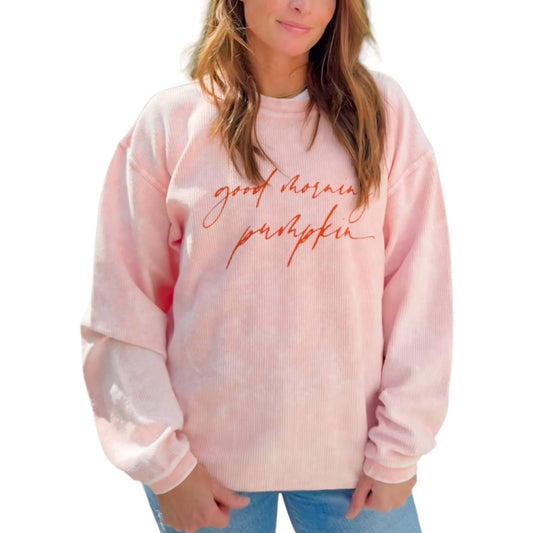 Oat Collective - Good Morning Pumpkin Corded Crew Sweatshirt